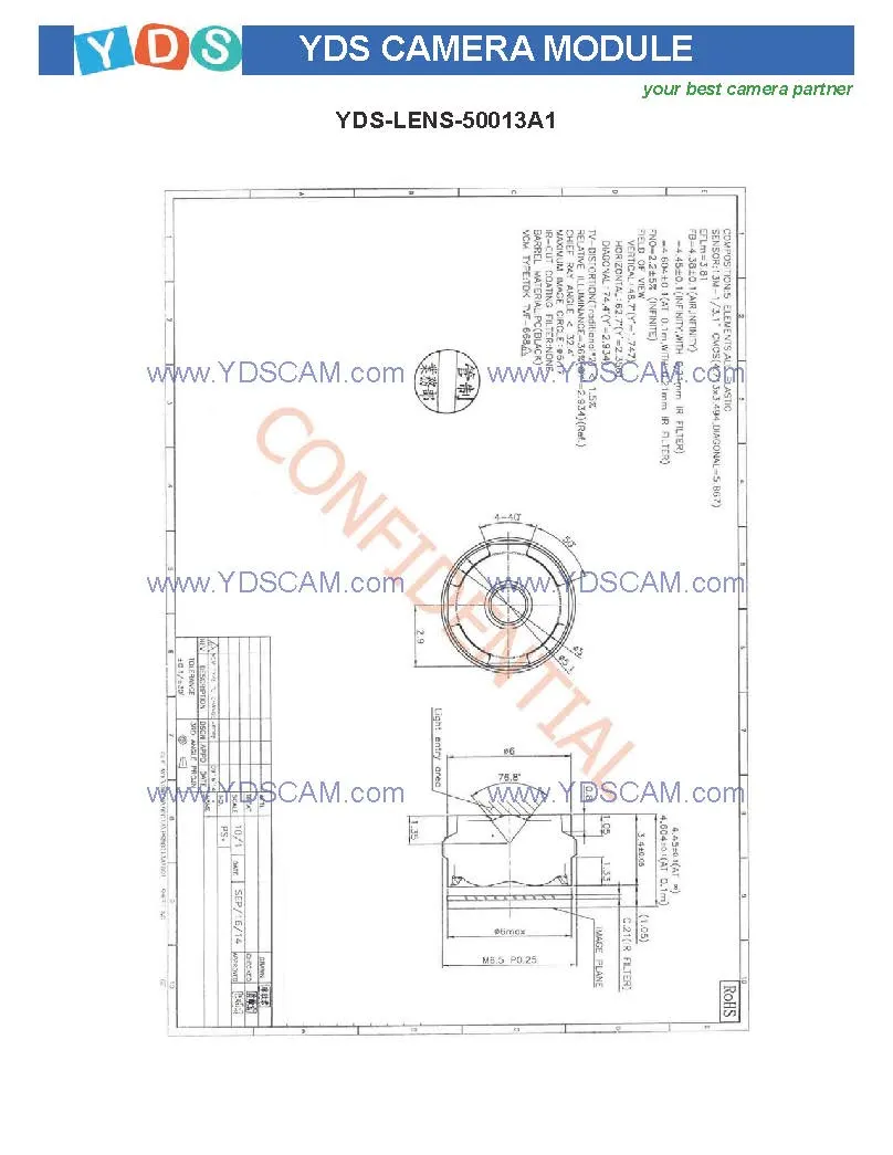 Yds-M3ma-Ar1335 Plcc V7.0 13MP Ar1335 Plcc Mipi Interface Auto Focus Camera Module